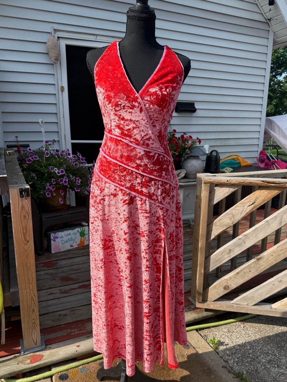 Free People One-Shoulder Red Crushed Velvet Wrap Dress